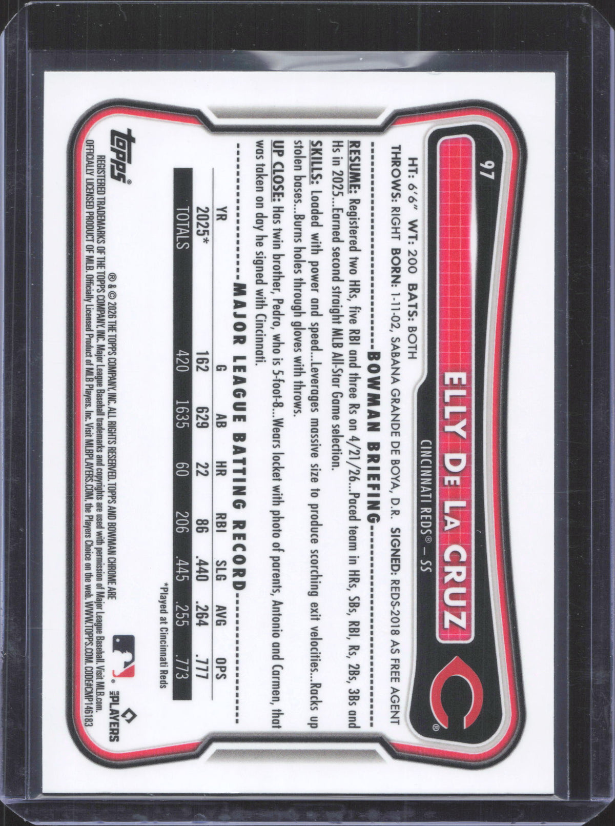 2026 Bowman Chrome Elly De La Cruz #97