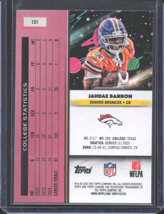 2025 Topps Chrome Cosmic Jahdae Barron #131 White Hole Refractor