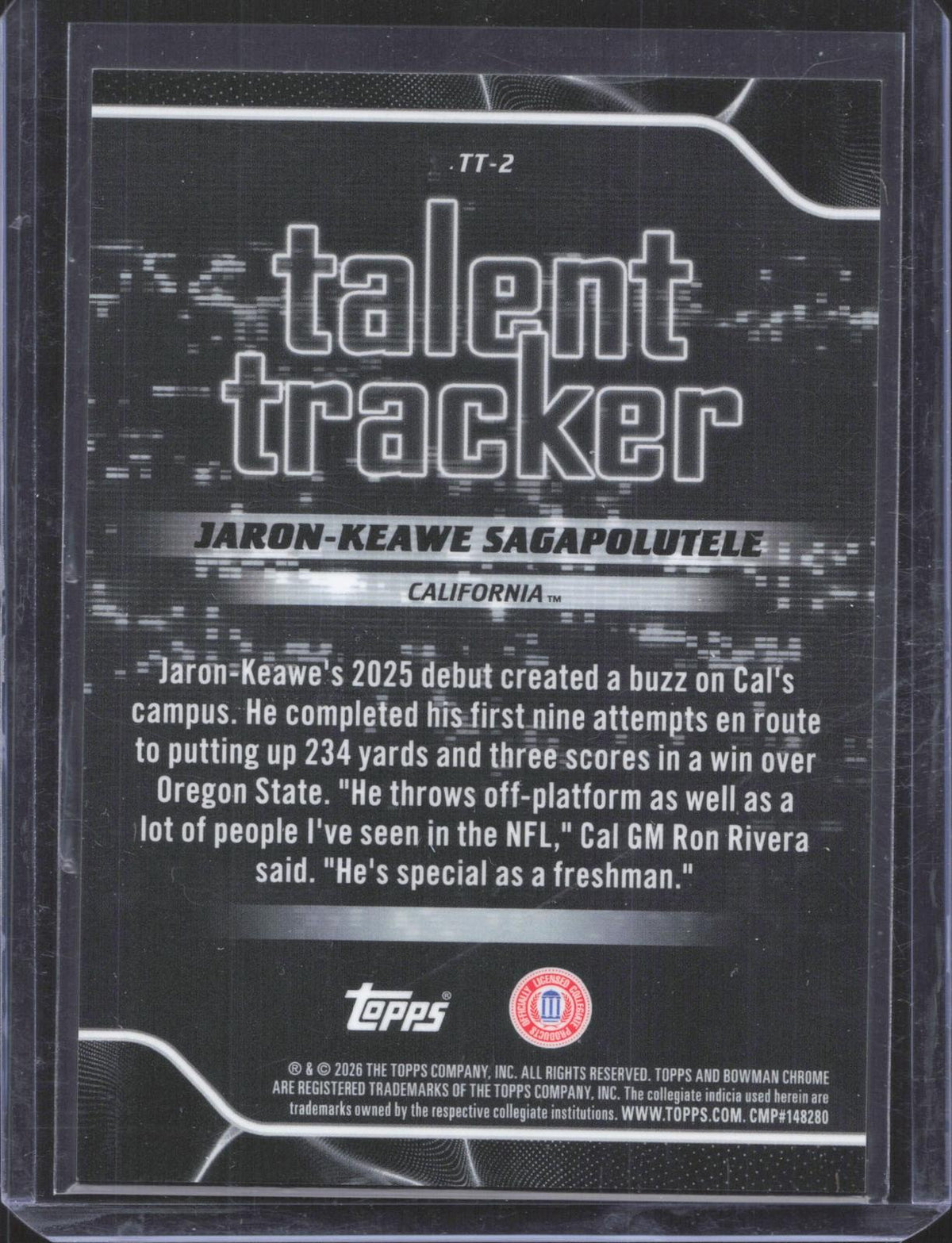 TT-2 Jaron-Keawe Sagapolutele Talent Tracker 37/50