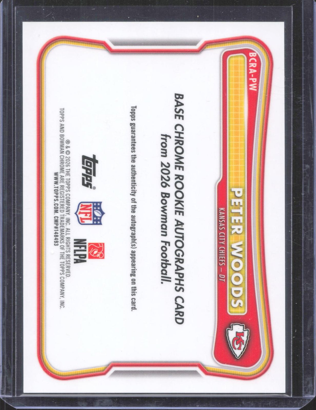 #BCRA-PW Peter Woods 2026 Bowman Football 129/150