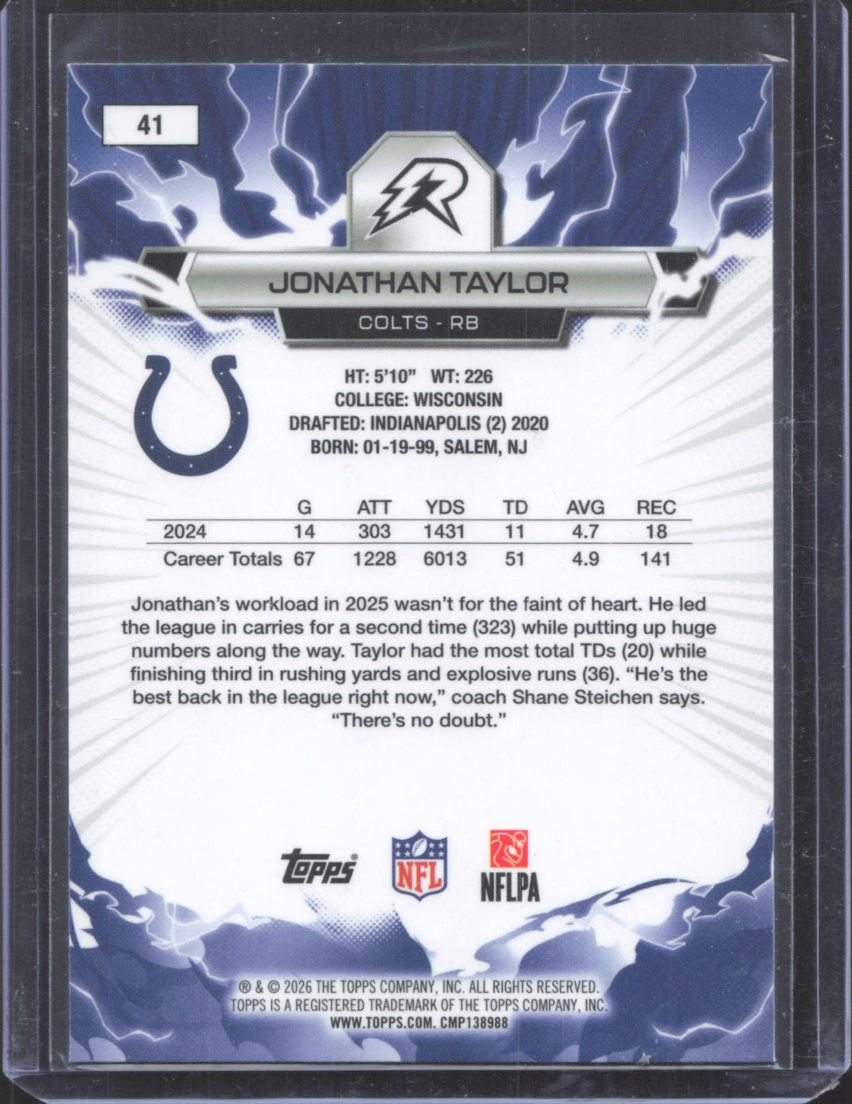 2025 Topps Resurgence Jonathan Taylor #41 Prism Refractor