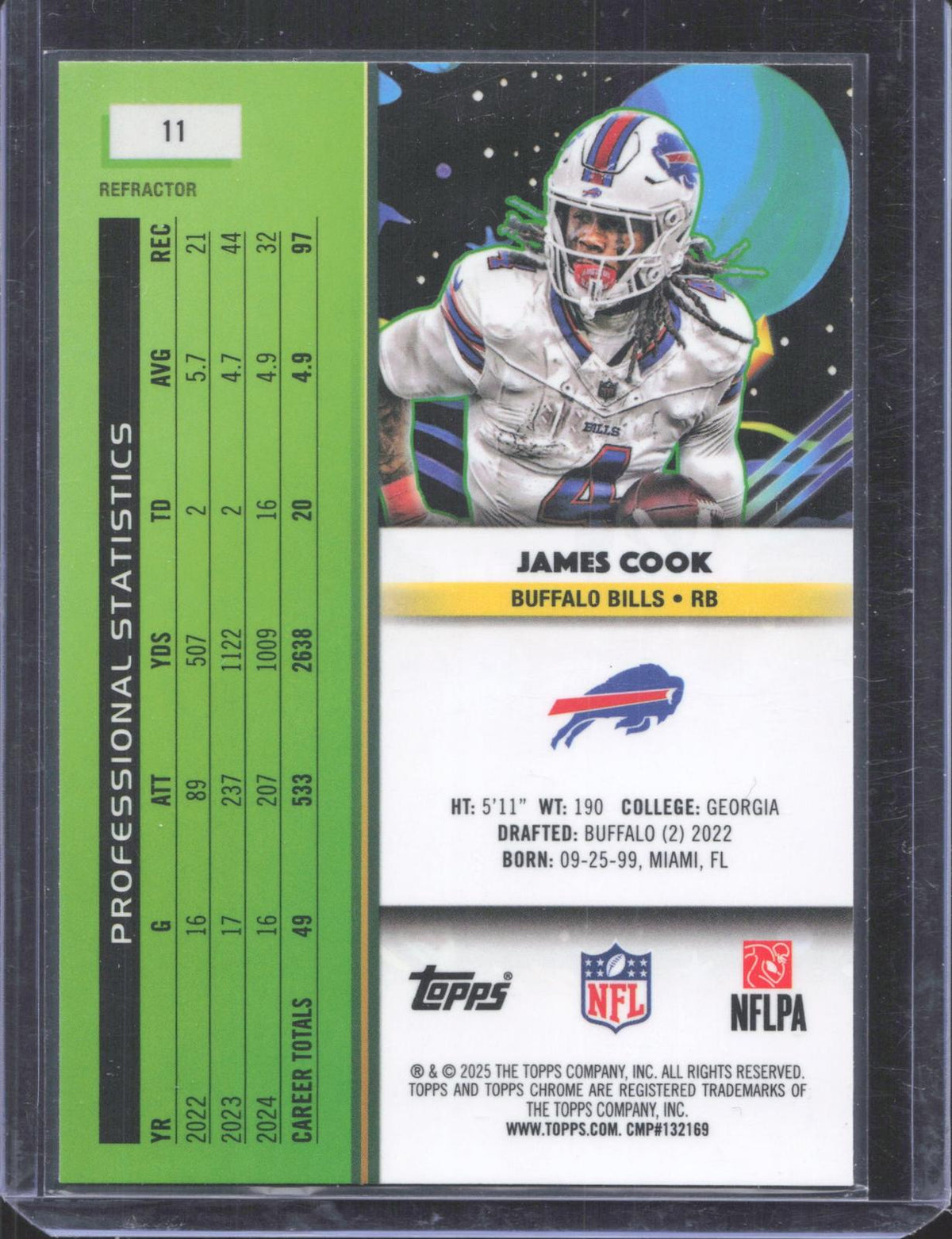 2025 Topps Chrome Cosmic James Cook #11 Refractor