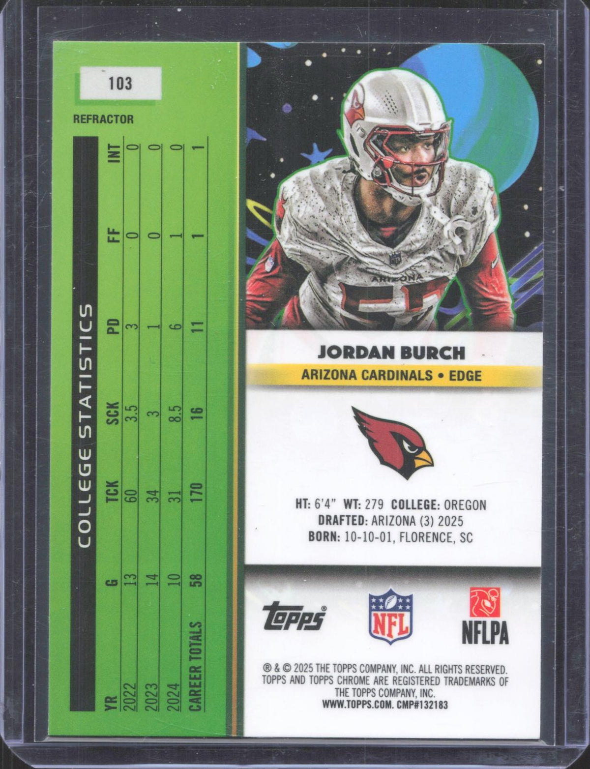 2025 Topps Chrome Cosmic Jordan Burch #103  Refractor