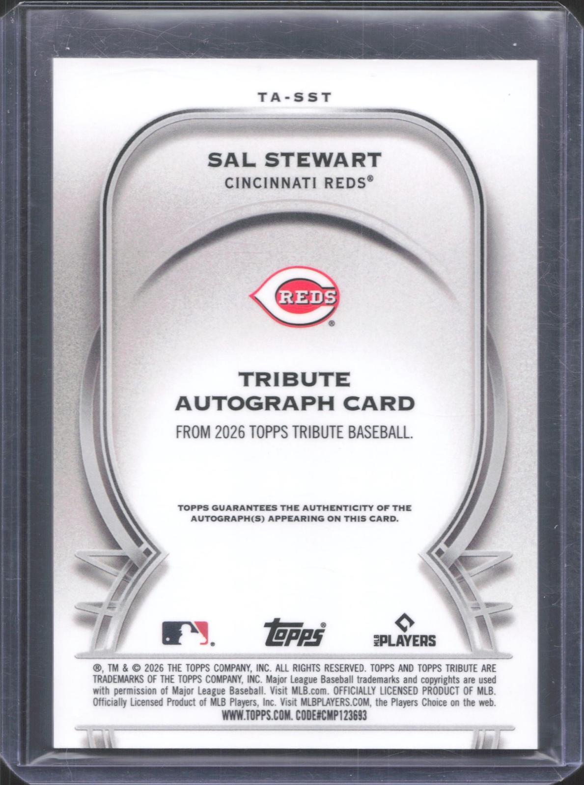 2026 Topps Tribute Sal Stewart #TA-SST Tribute Autographs 65/199