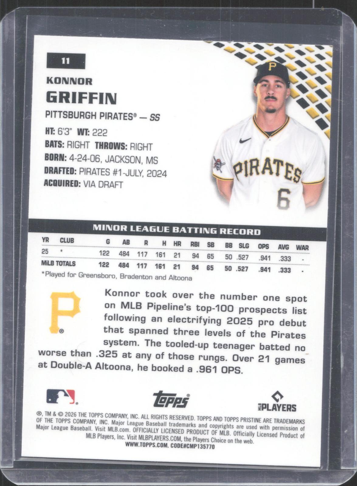 Topps 2026 Topps Pristine Konnor Griffin #11