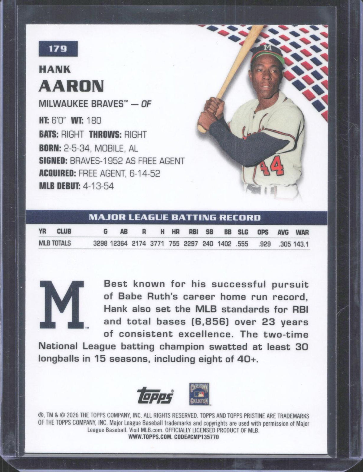 2026 Topps Pristine Hank Aaron #179