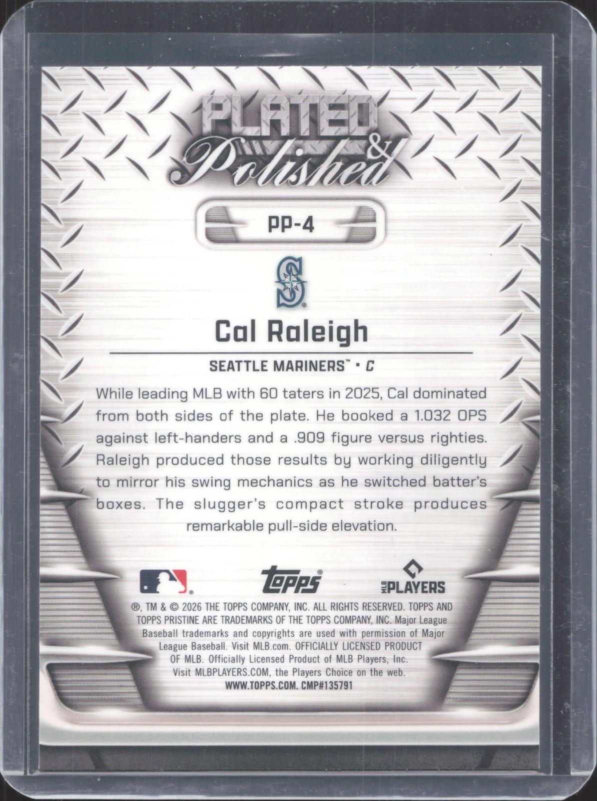2026 Topps Pristine Cal Raleigh #PP-4 Plated And Polished