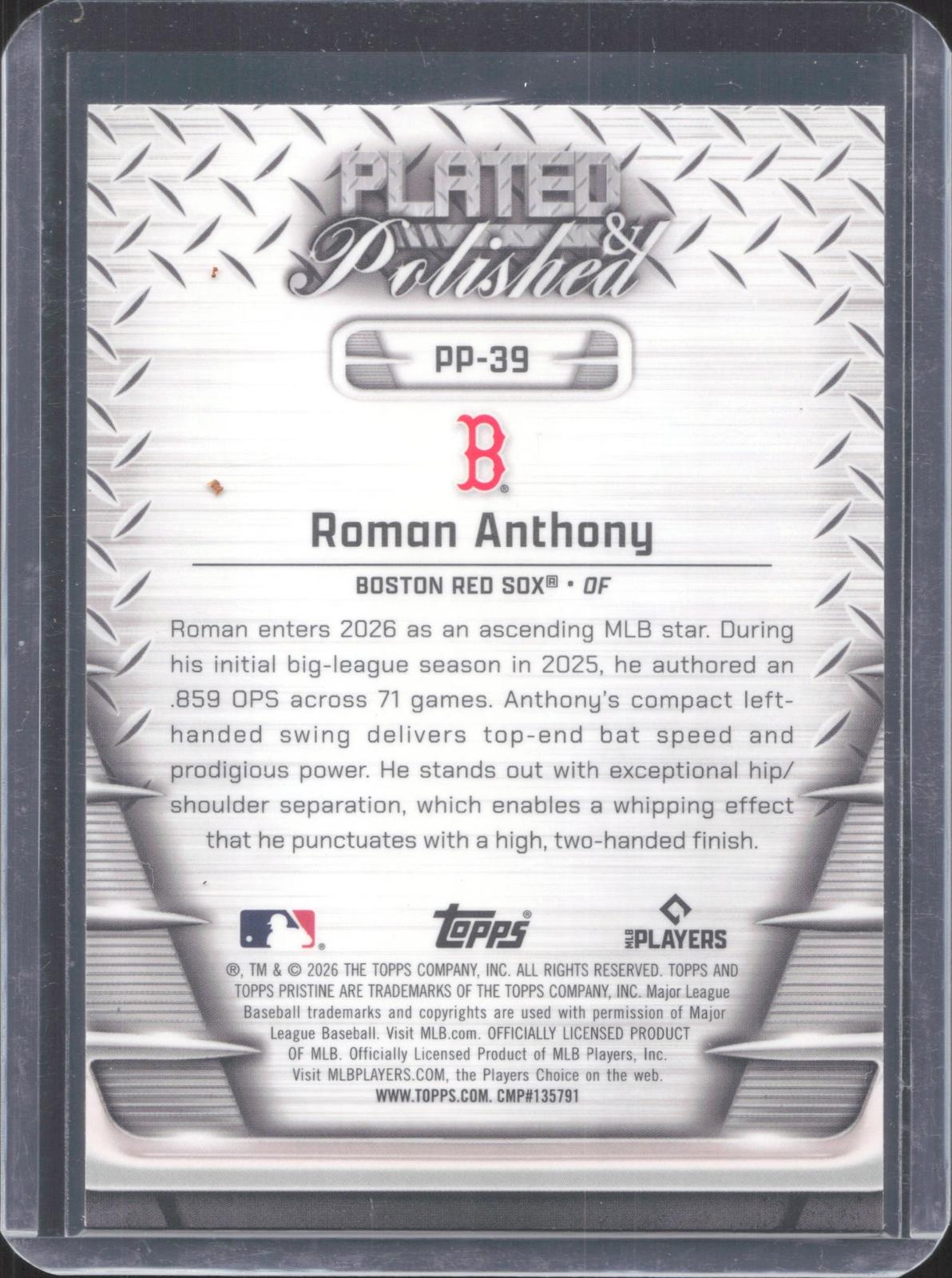 Topps 2026 Topps Pristine Roman Anthony #PP-39 Plated And Polished