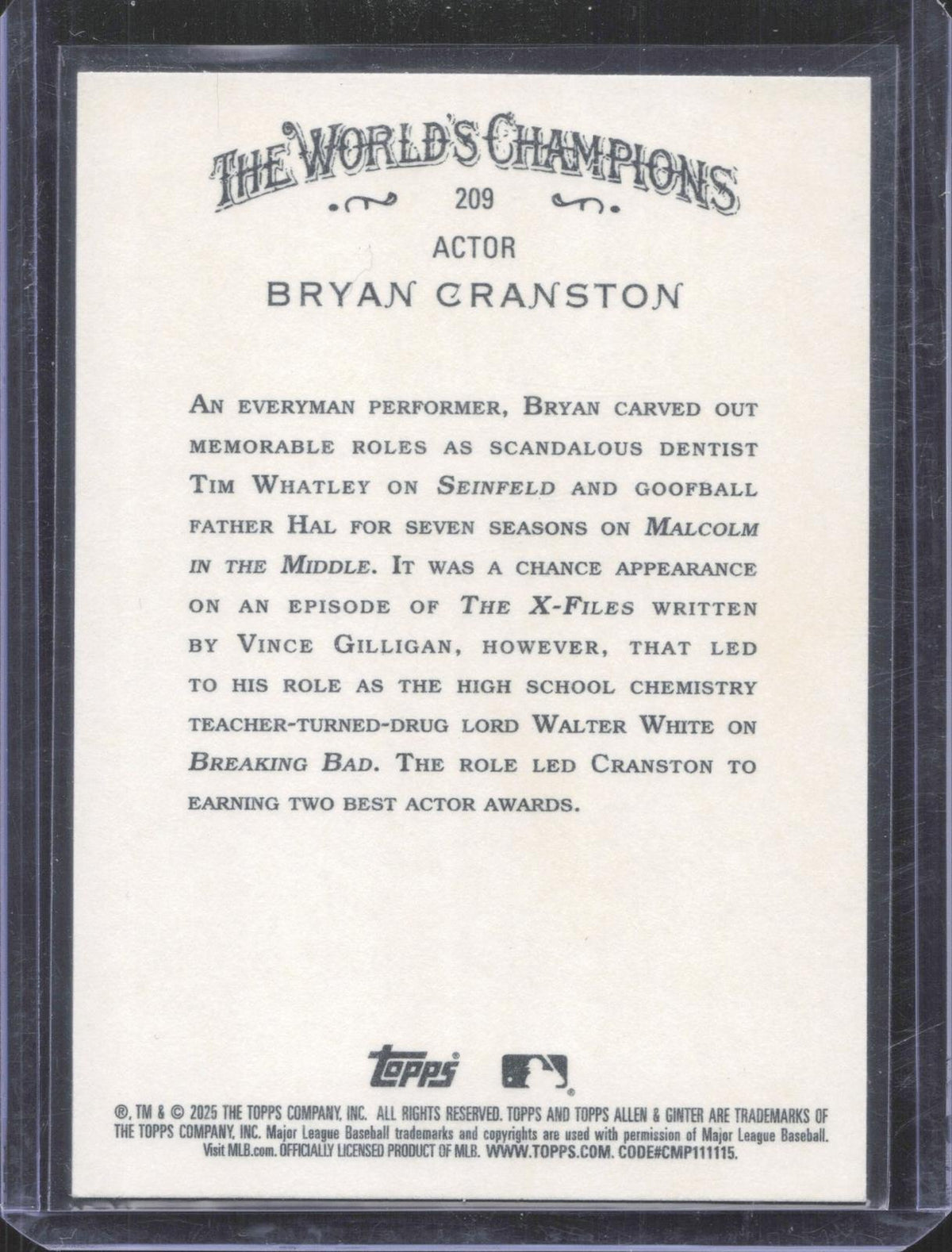 Topps 2025 Topps Allen & Ginter Bryan Cranston #290 Chrome