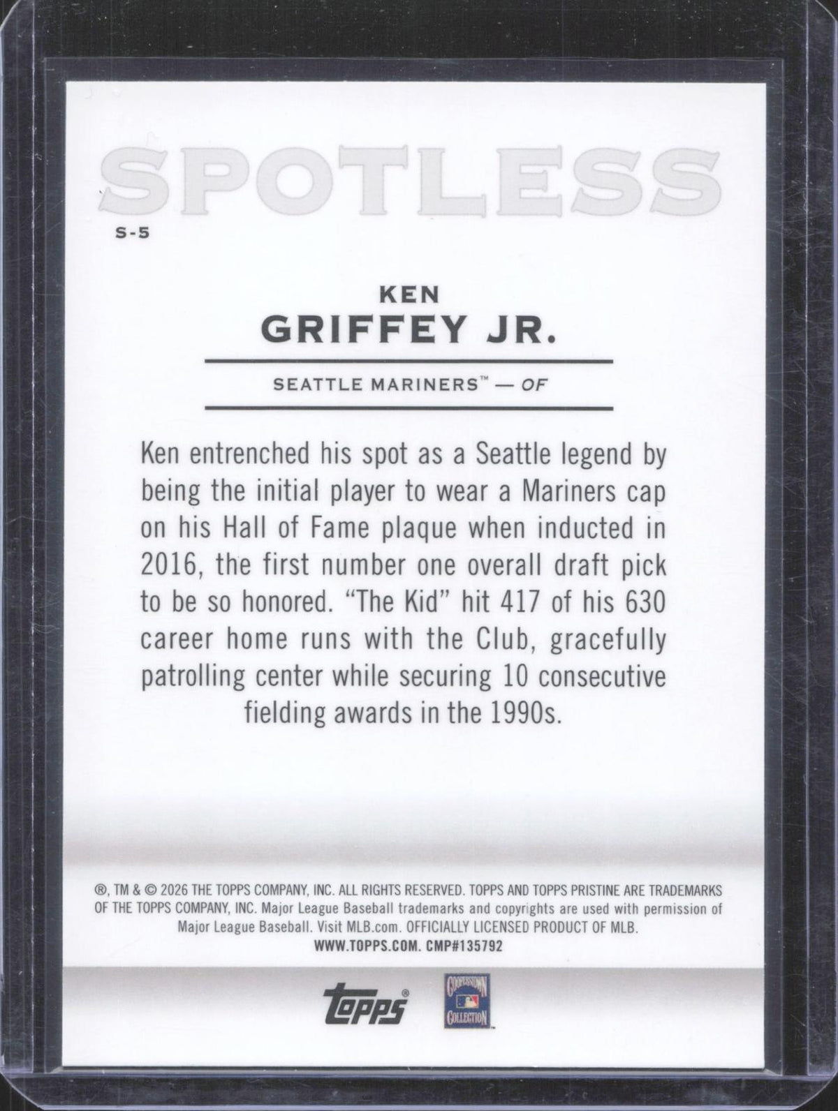 2026 Topps Pristine Ken Griffey Jr. #S-5 Spotless