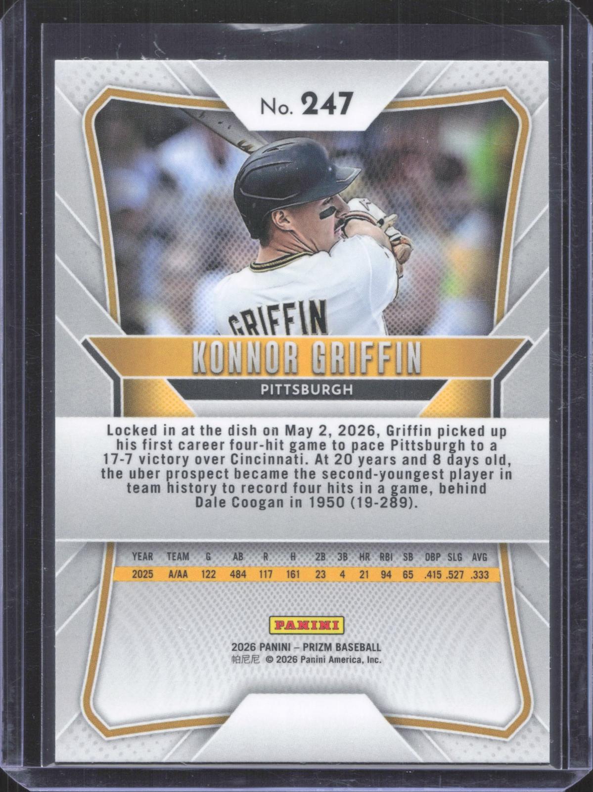 Panini 2026 Panini Prizm Konnor Griffin #247