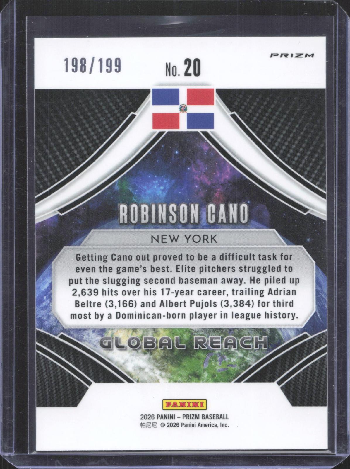 Panini 2026 Panini Prizm Robinson Cano #20 Global Reach