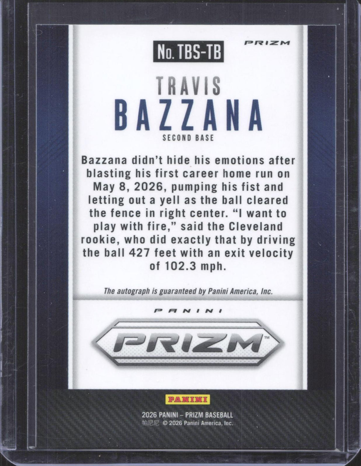 Panini 2026 Panini Prizm Travis Bazzana #TBS-TB Throwback Signatures