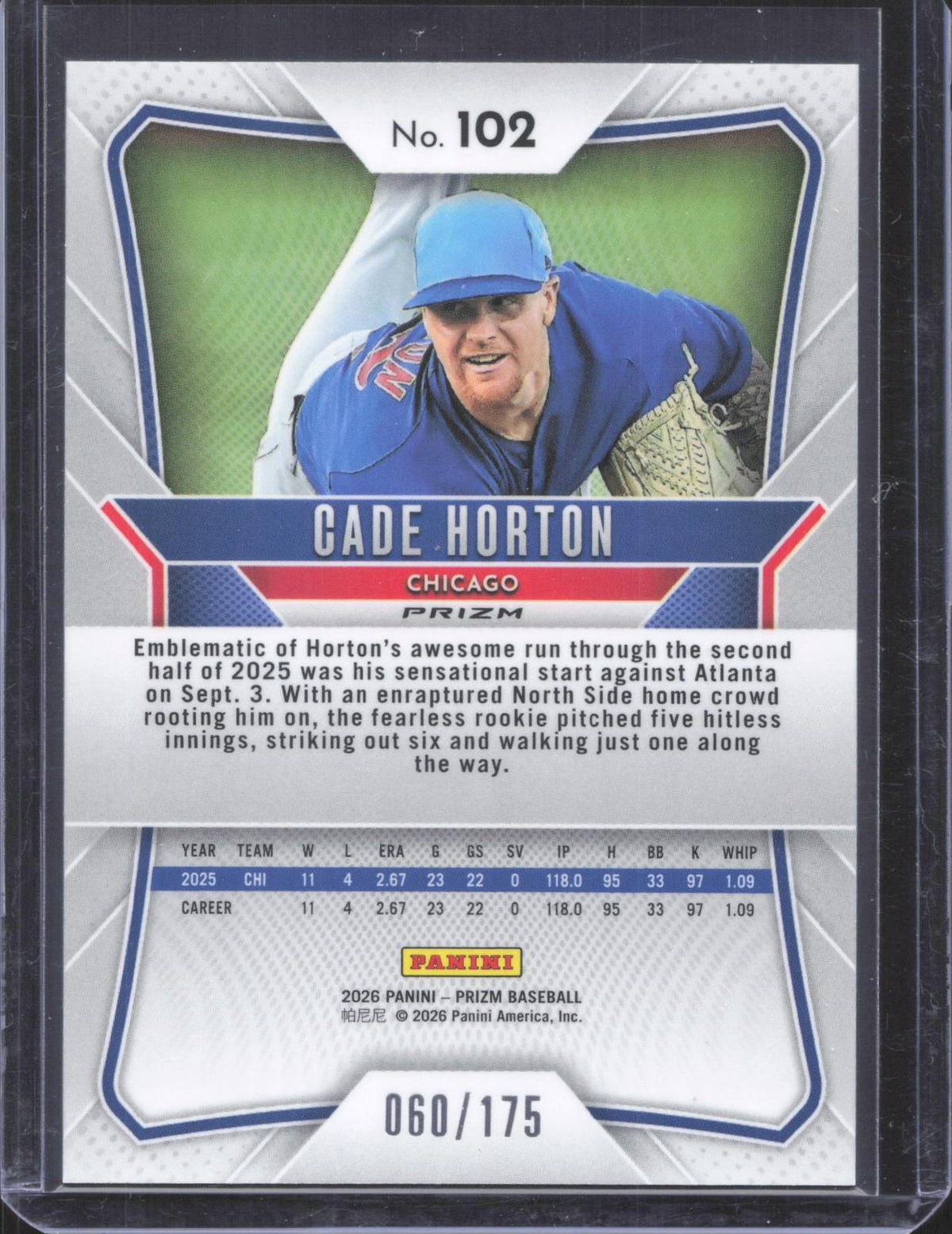 Prizm 2026 Panini Prizm Cade Horton #102 Hyper Prizm