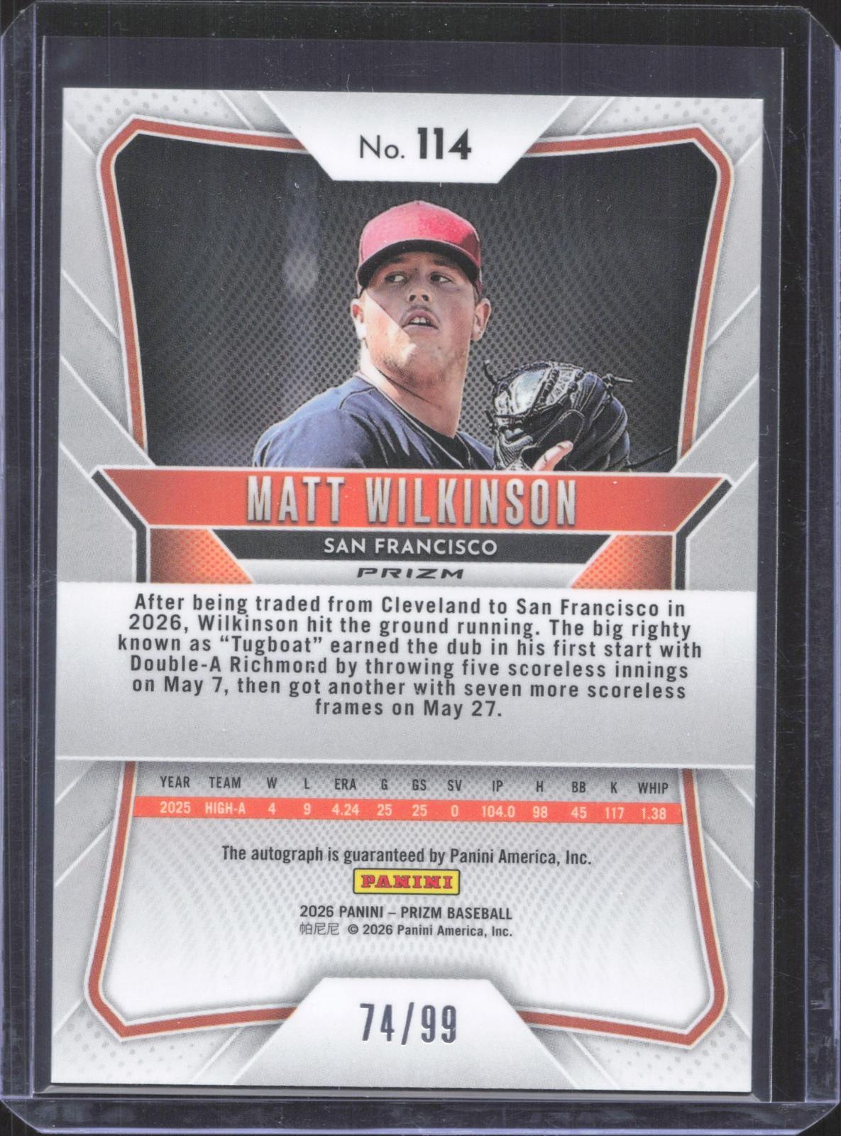 Prizm 2026 Panini Prizm Matt Wilkinson #114 Red Power Prizm