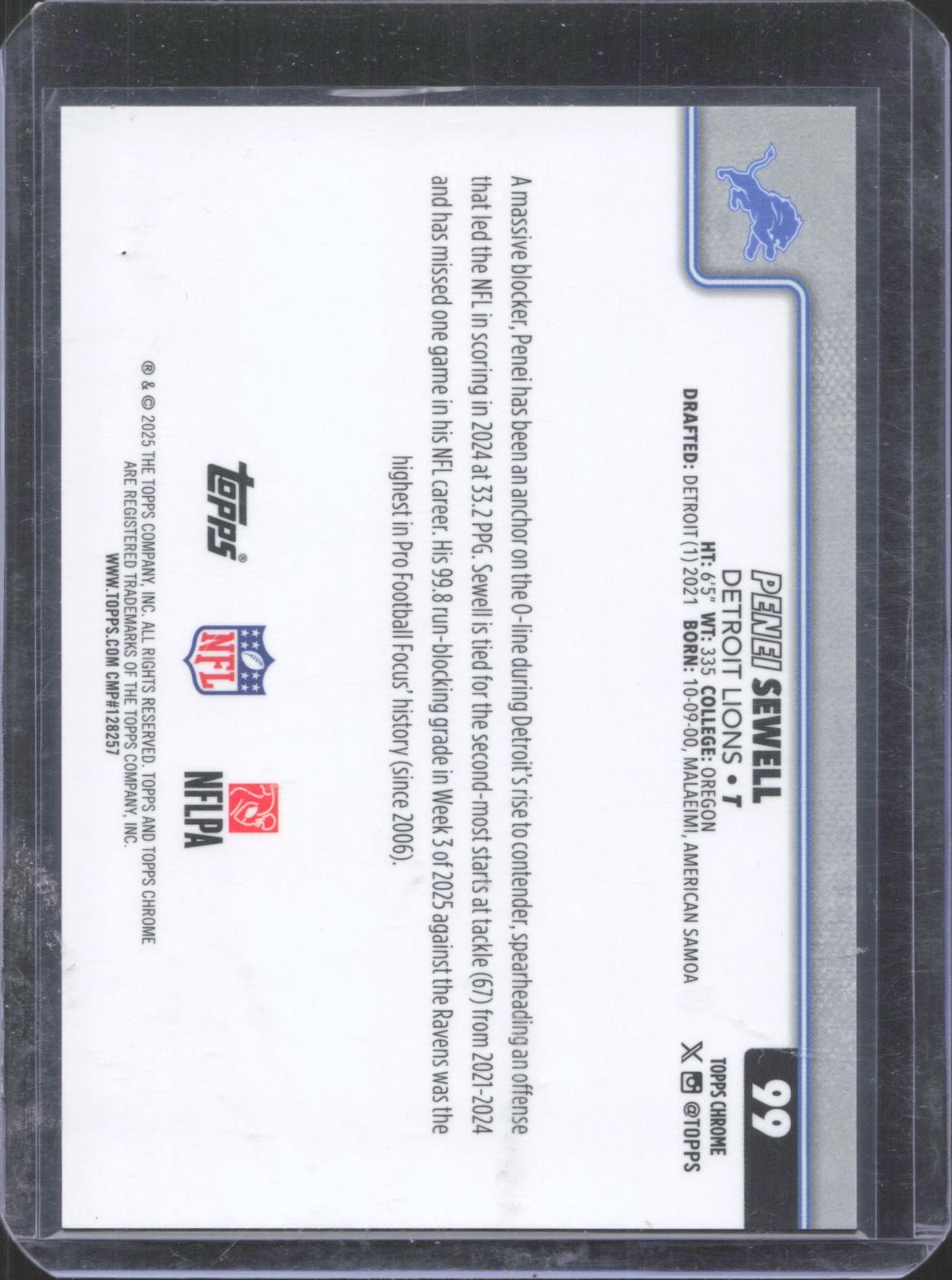 2025 Topps Chrome Penei Sewell #99 6/10