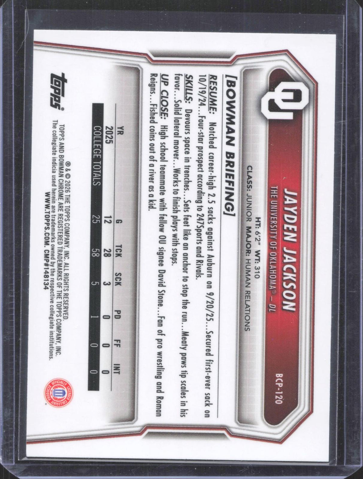 #BCP-120 2026 Bowman Football Jayden Jackson