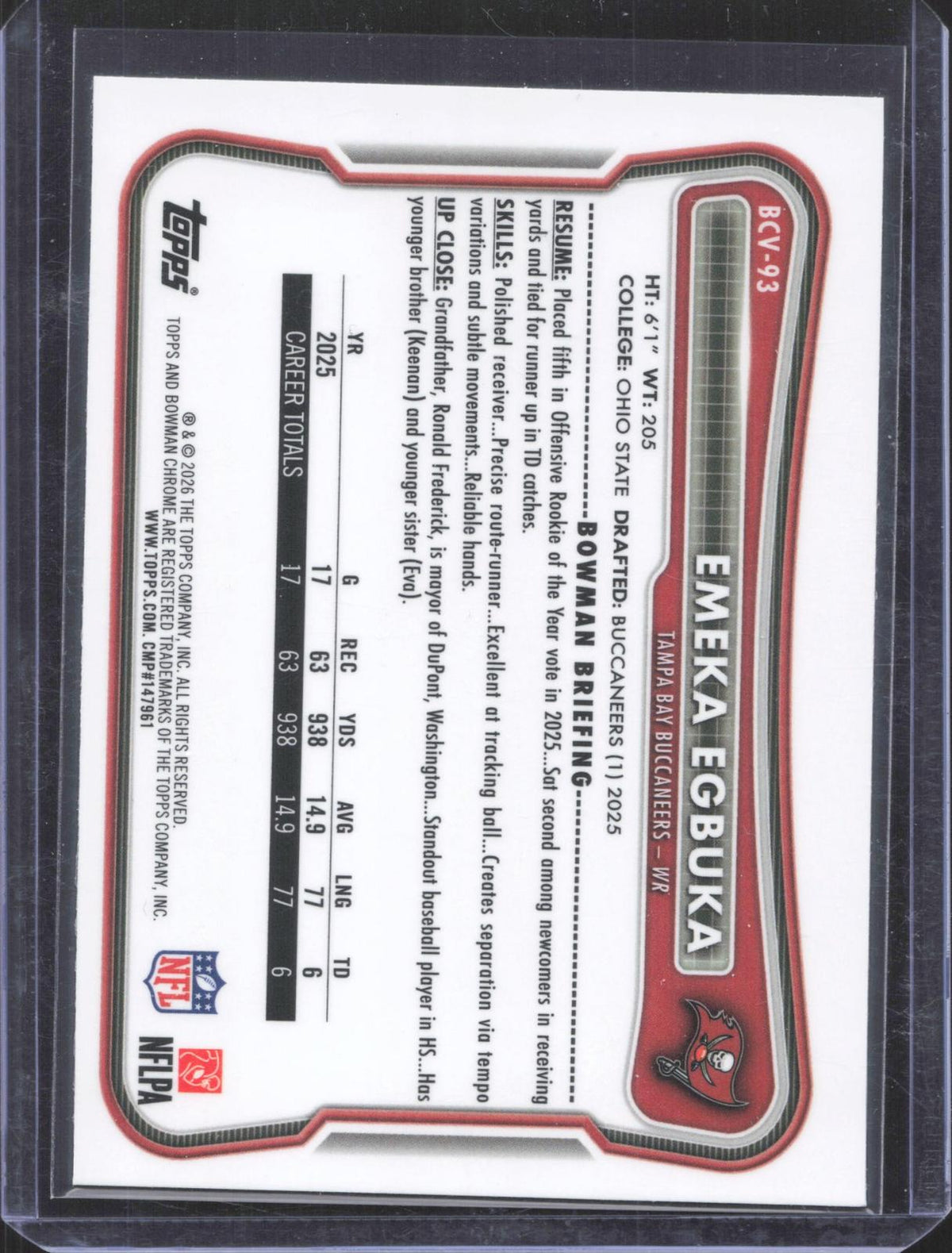 #BCV93 2026 Bowman Football Emeka Egbuka