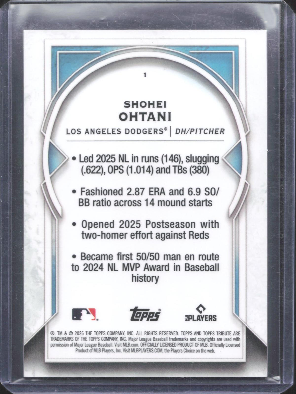 2026 Topps Tribute Shohei Ohtani #1 75/75 Bookend