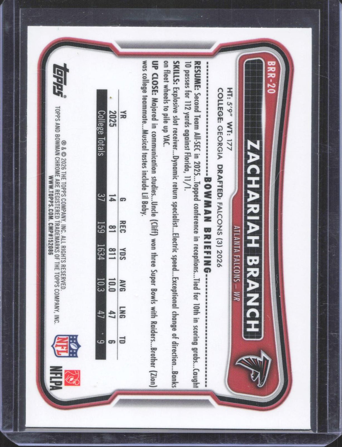 Bowman 2026 Bowman Zachariah Branch #BRR-20 Chrome Rookie Red RC Logo