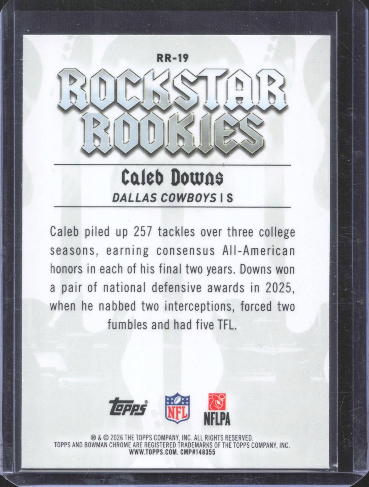 Bowman 2026 Bowman Caleb Downs #RR-19 Rockstar Rookies