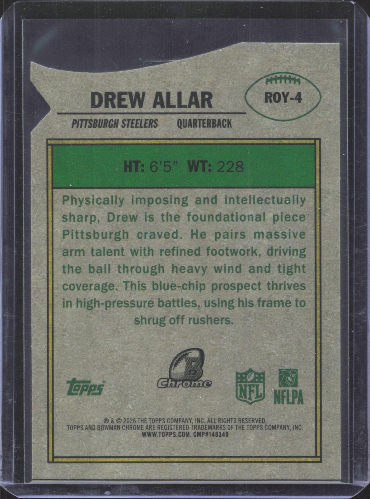 Bowman 2026 Bowman Drew Allar #ROY-4 Rookie of the Year Favorites