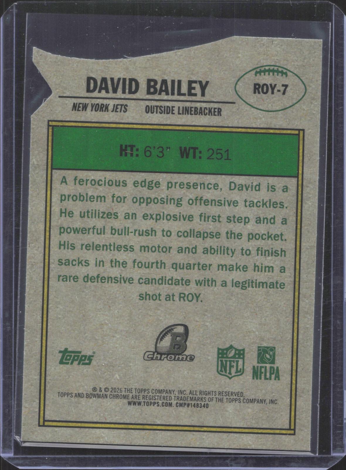Bowman 2026 Bowman David Bailey #ROY-7 Rookie of the Year Favorites
