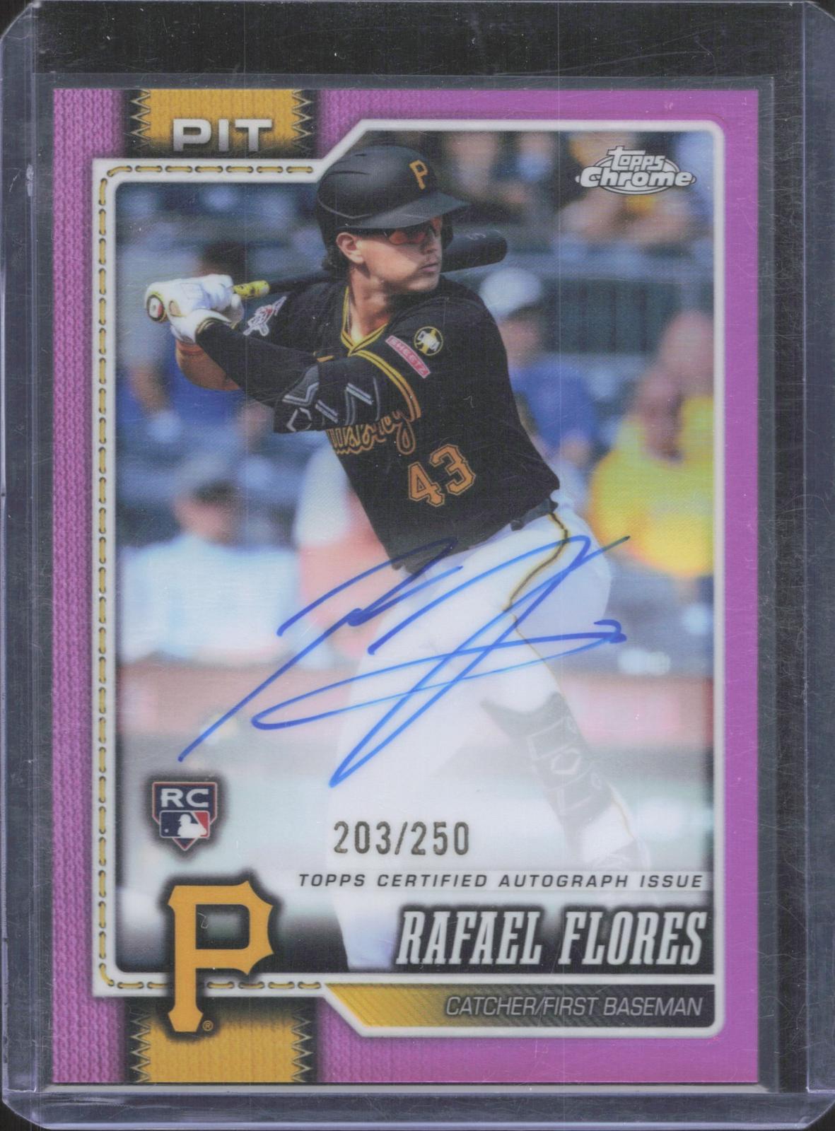2026 Topps Chrome Rafael Flores #RA-RF Rookie Autographs Pink Refractor 203/250