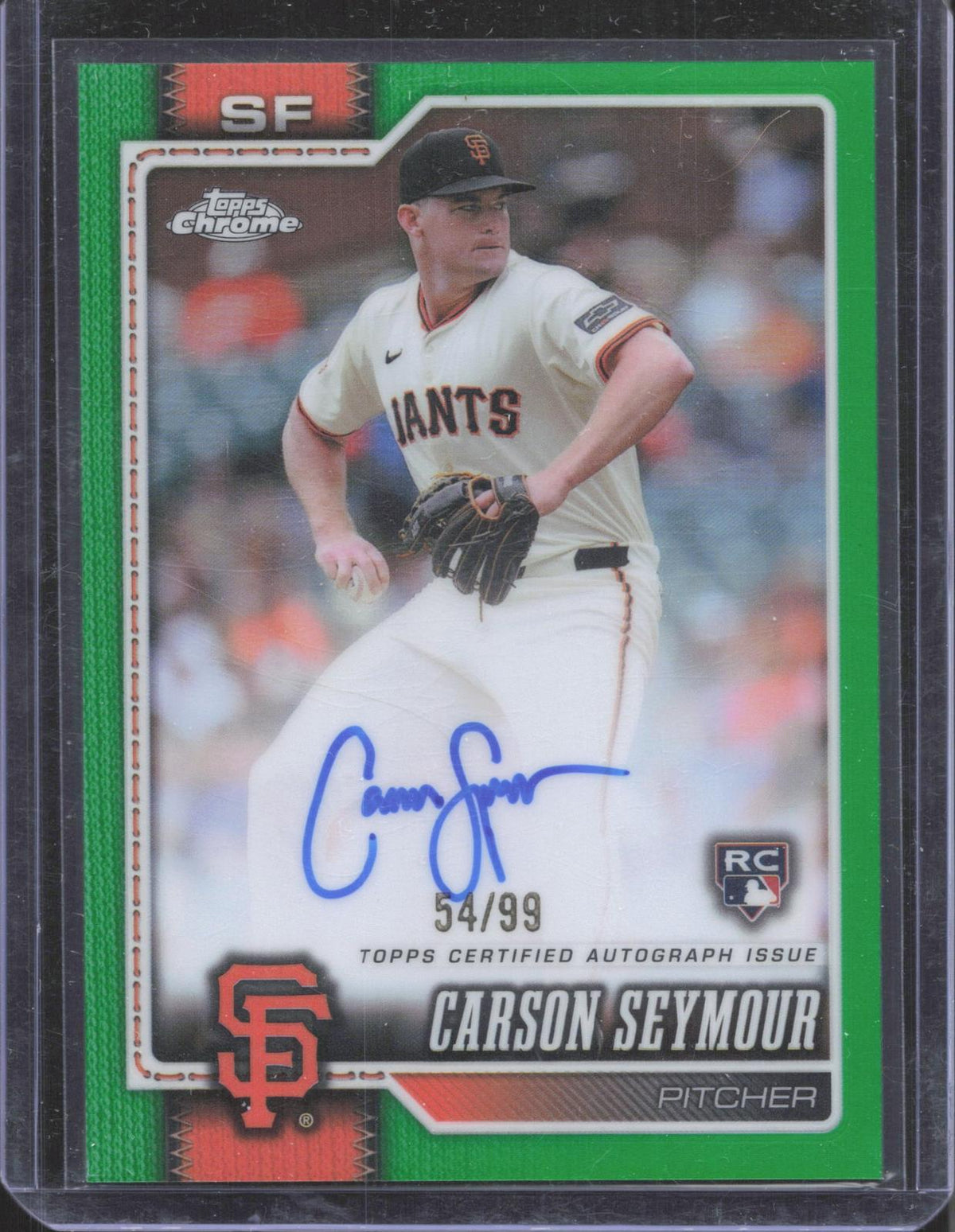 Topps 2026 Topps Chrome Carson Seymour #RA-CS Rookie Autographs Green Refractor