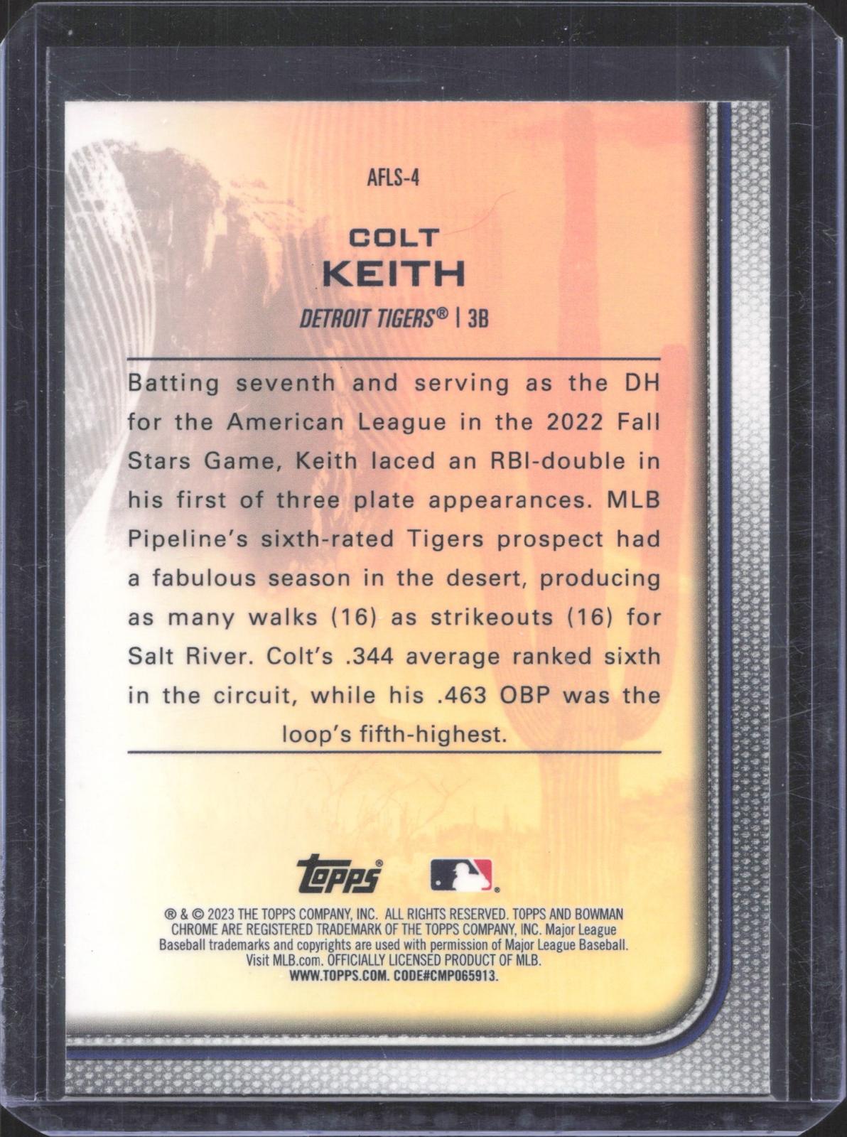 Bowman 2023 Bowman Chrome Colt Keith #AFLS-4 2022 AFL Fall Stars