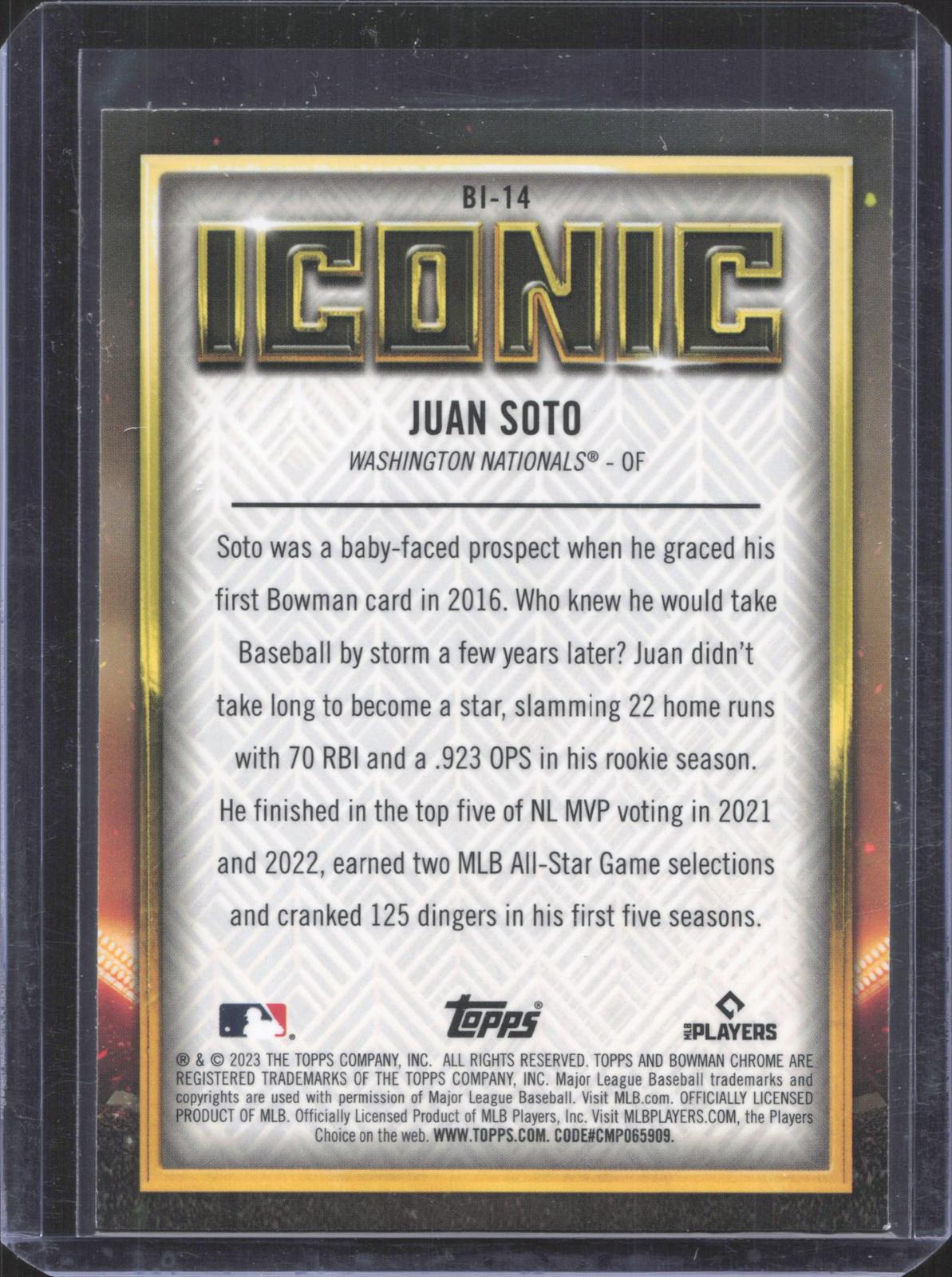 Bowman 2023 Bowman Chrome Juan Soto #BI-14 Bowman Iconic
