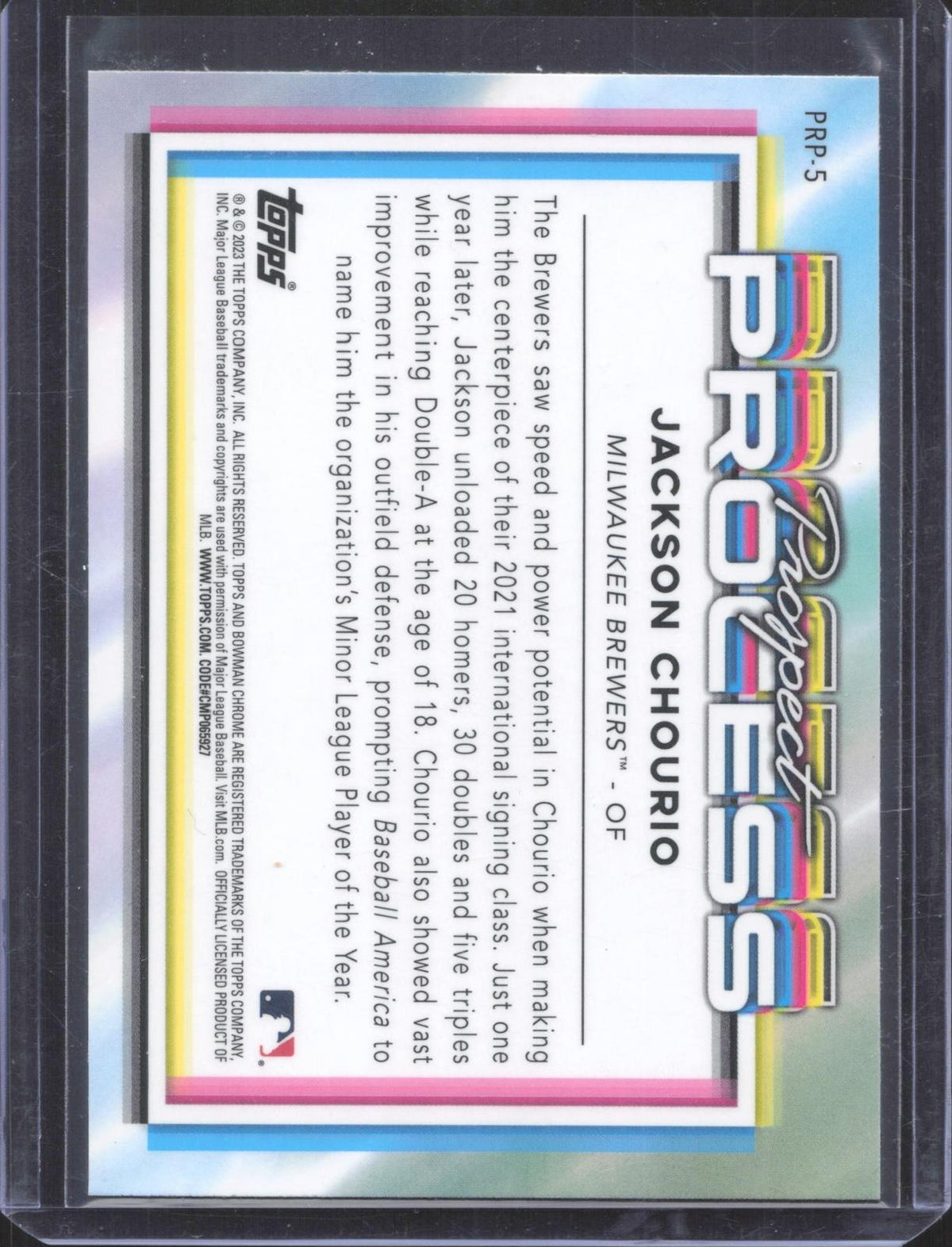 Bowman 2023 Bowman Chrome Jackson Chourio #PRP-5 Prospect Process