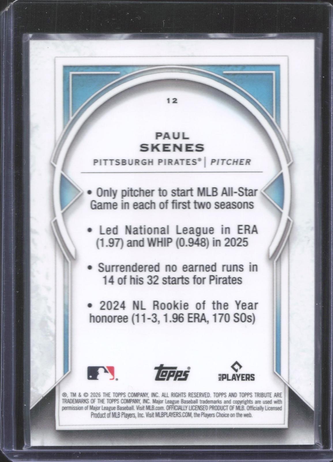 Topps 2026 Topps Tribute Paul Skenes #12